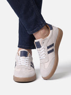 Baskets Homme en Cuir Rayées à Lacets