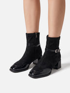 Bottines Femme en Daim à Boucle Talon Carré