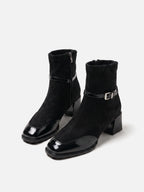 Bottines Femme en Daim à Boucle Talon Carré