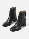 Bottines Femme en Cuir à Talon Carré Zippées