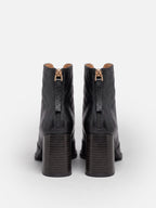 Women's Leather Zip Block Heel Boots