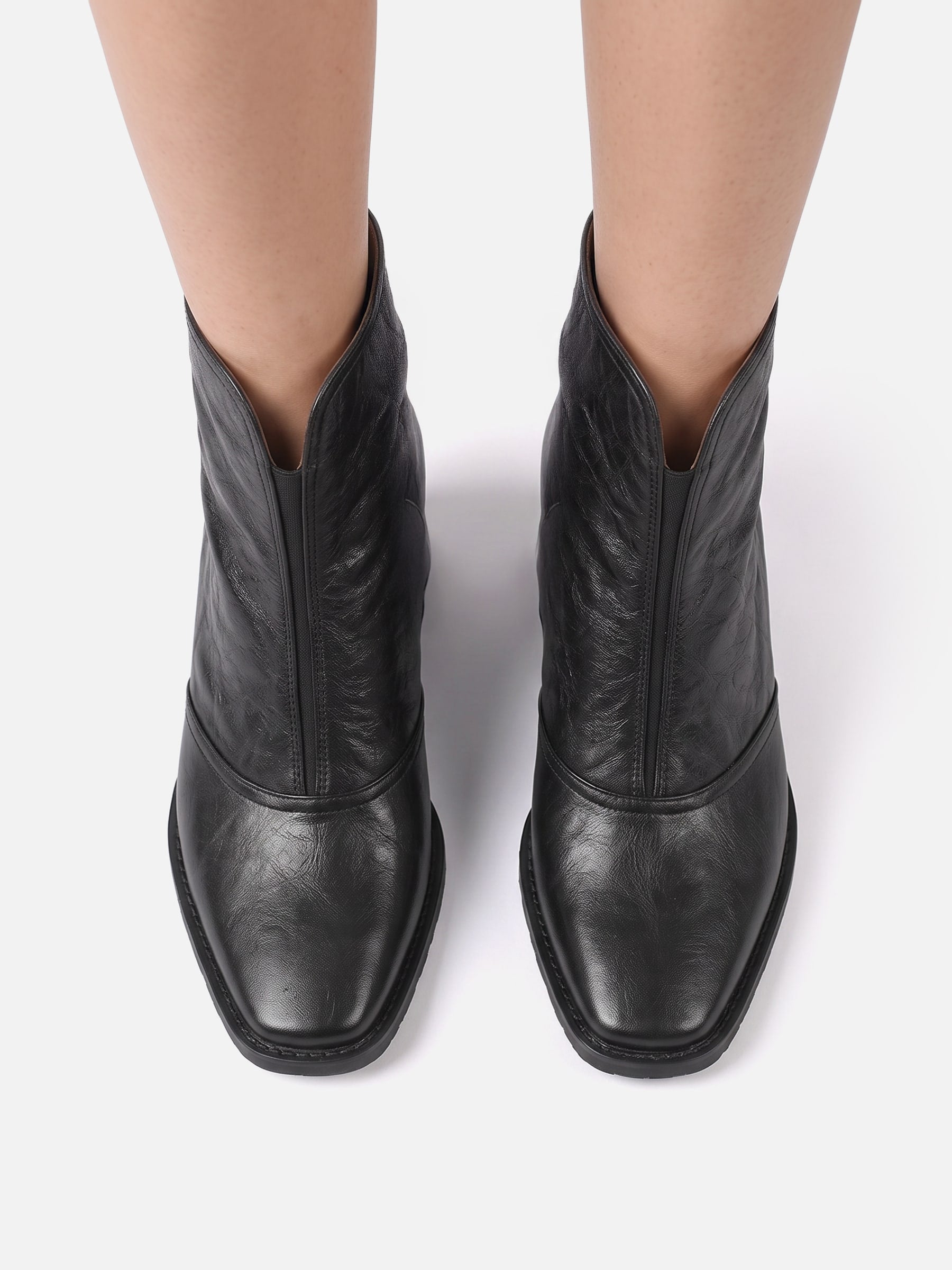 Bottines Femme en Cuir à Talon Carré Zippées