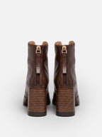Women's Leather Zip Block Heel Boots
