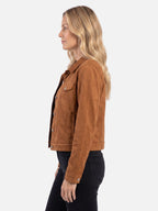 Veste Femme Trucker Courte en Suède Boutonnée