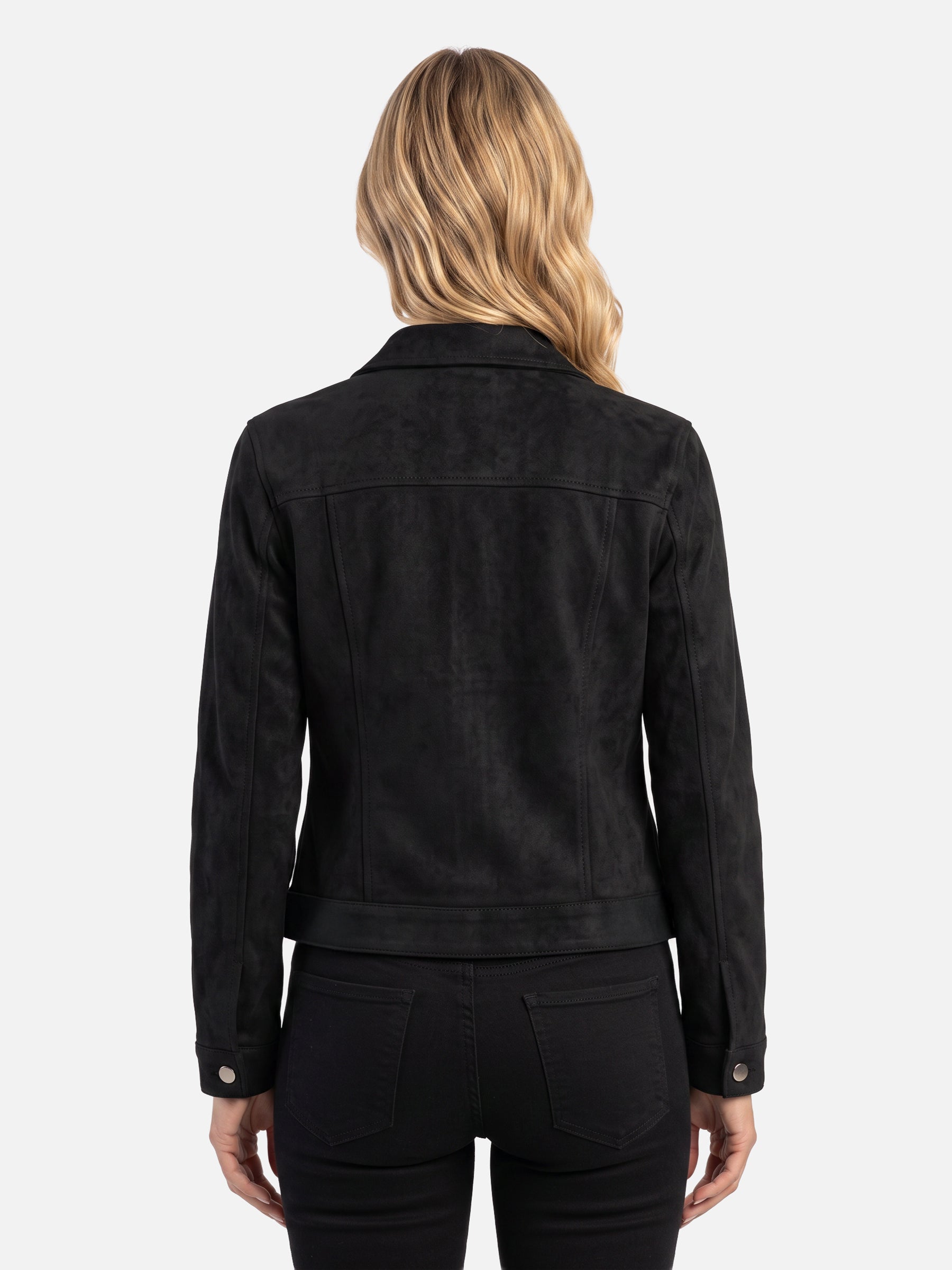 Veste Femme Trucker Courte en Suède Boutonnée