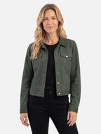 Veste Femme Trucker Courte en Suède Boutonnée