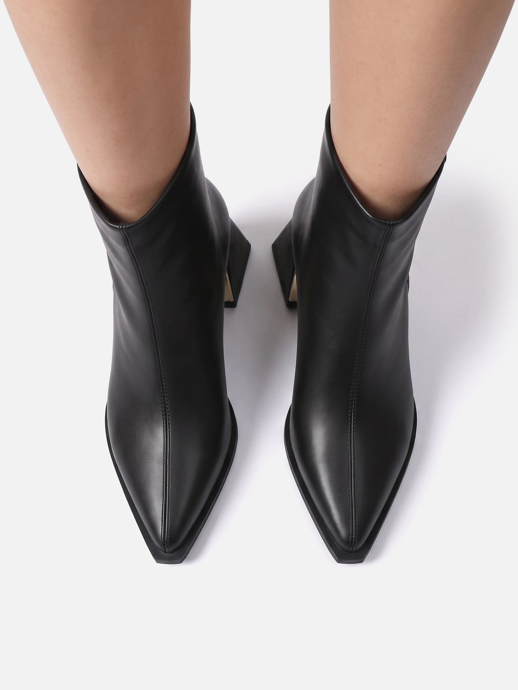 Bottines Femme en Cuir Pointues à Talon Carré