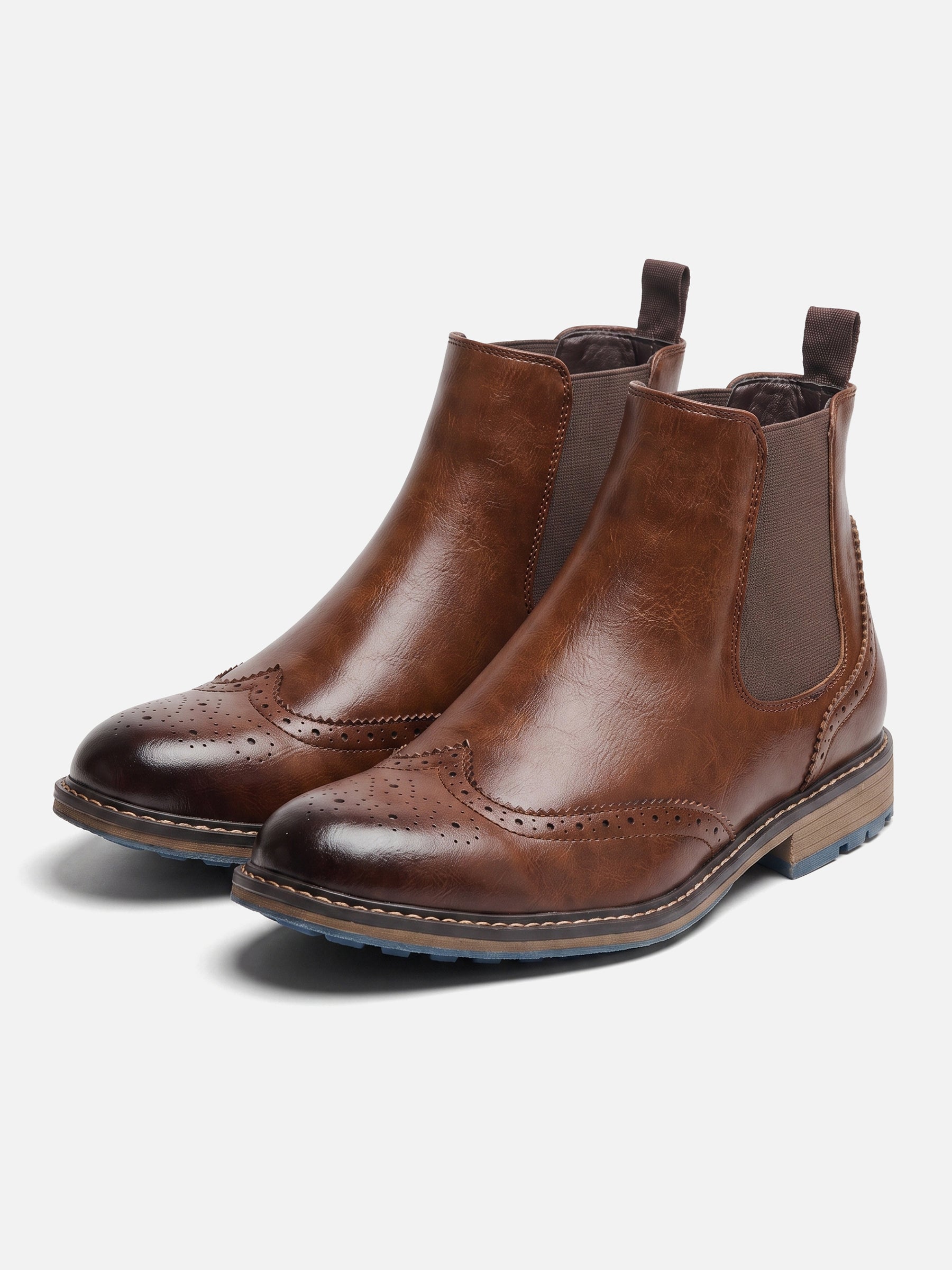 Men's Leather Brogue Chelsea Boots