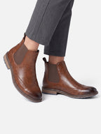 Men's Leather Brogue Chelsea Boots