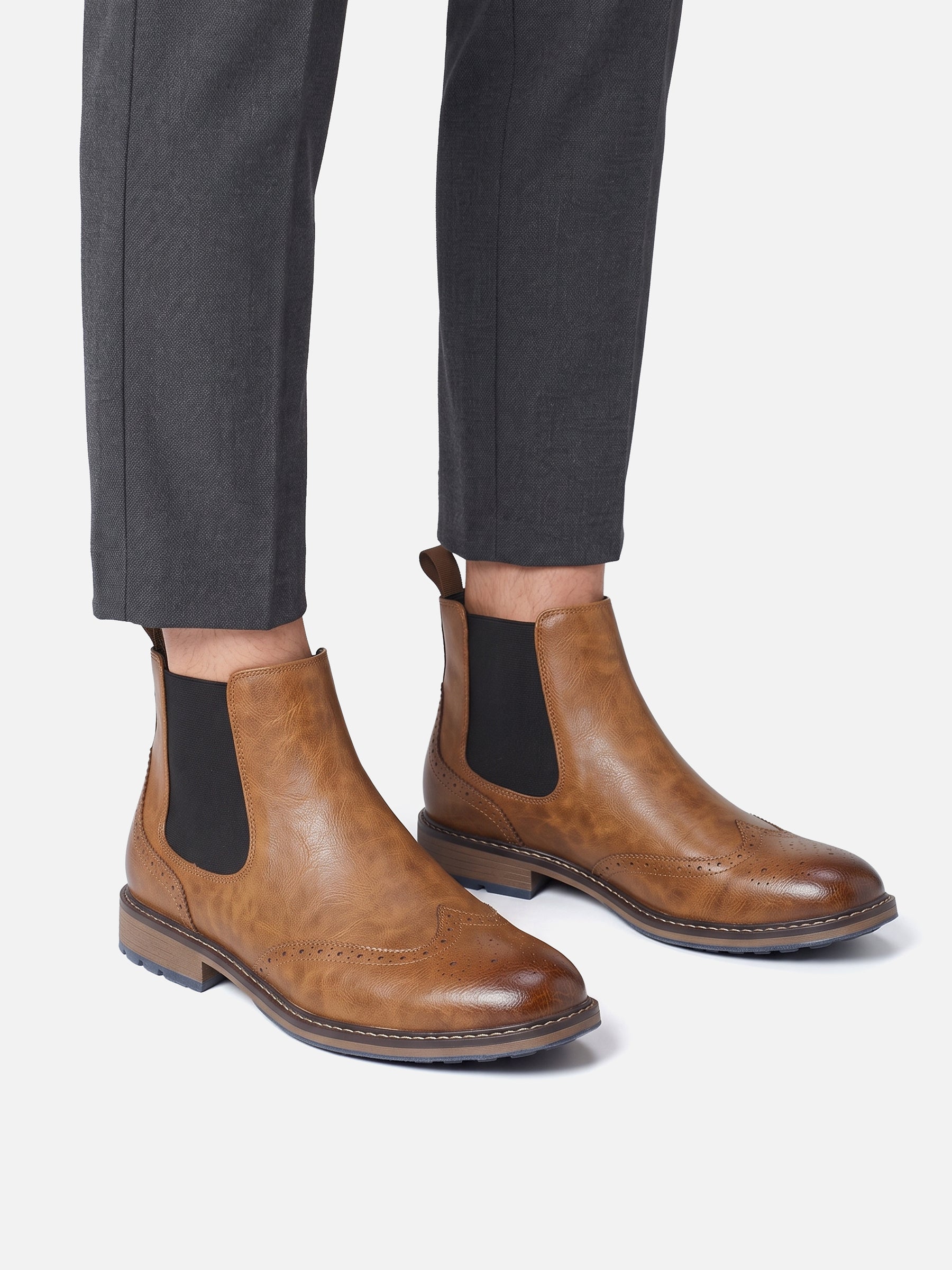 Men's Leather Brogue Chelsea Boots