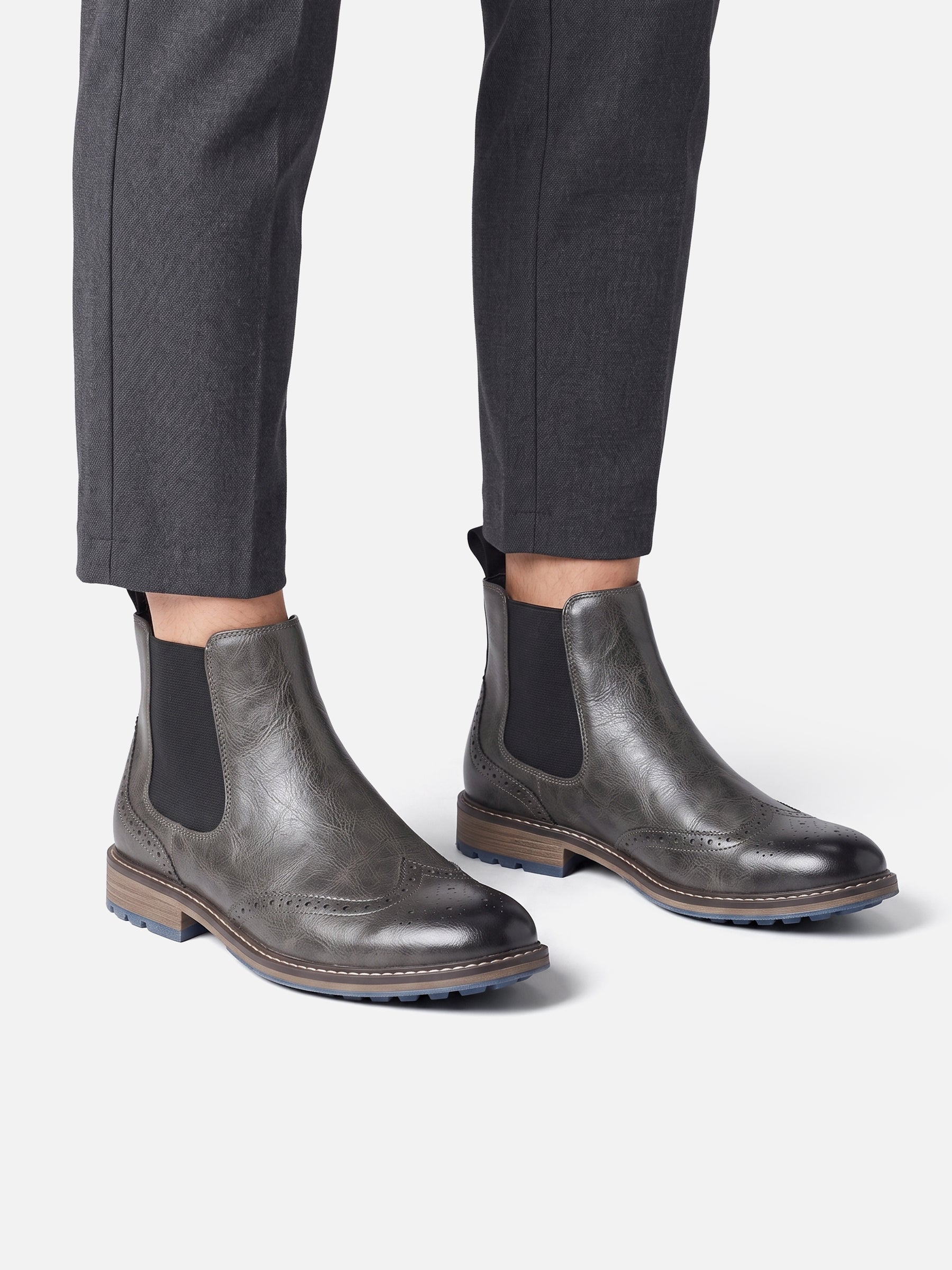 Men's Leather Brogue Chelsea Boots