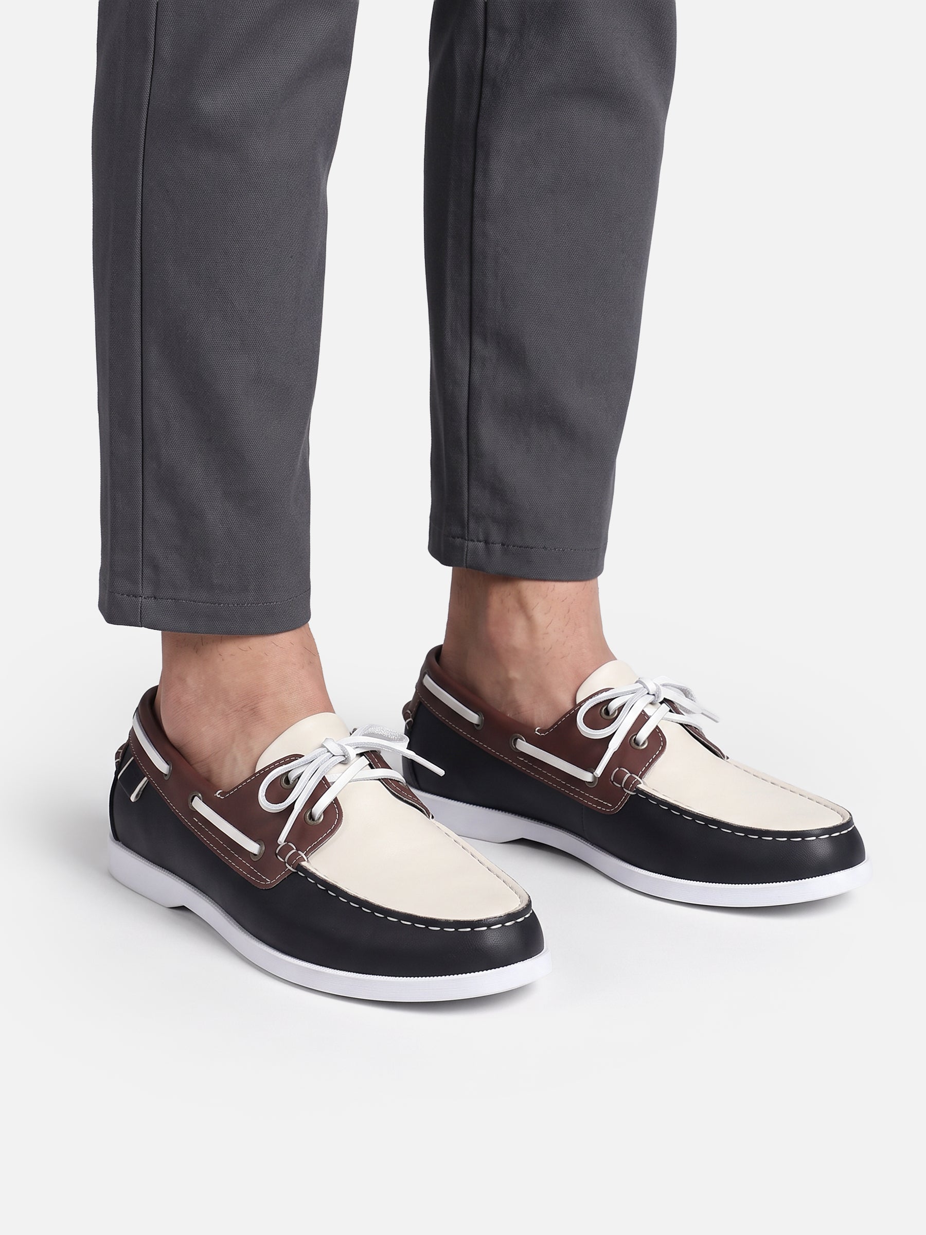 Chaussures Bateau Homme en Cuir Bicolores