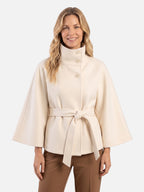 Manteau Cape Femme Ceinturé à Col Montant