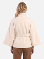 Manteau Cape Femme Ceinturé à Col Montant