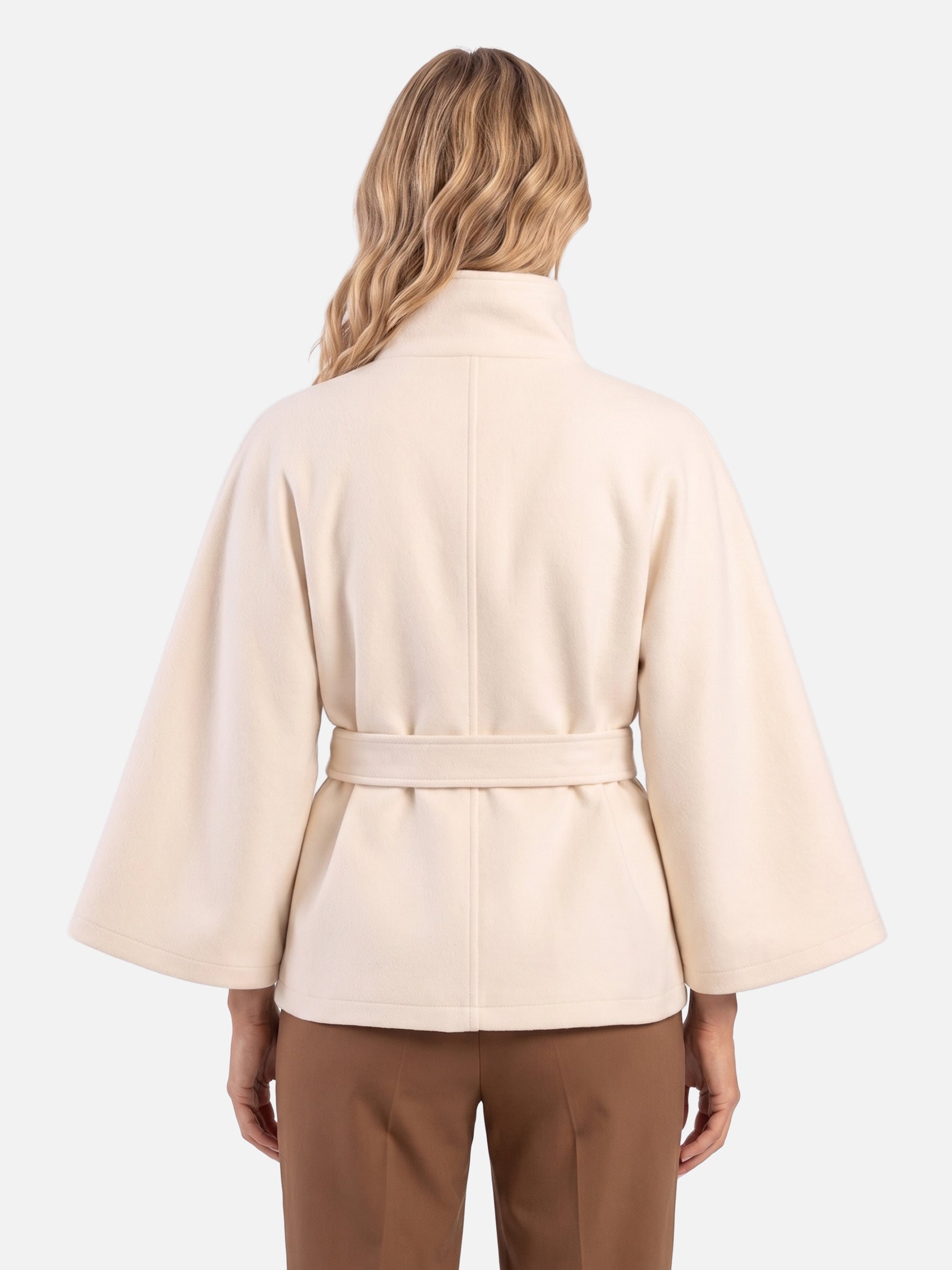 Manteau Cape Femme Ceinturé à Col Montant