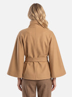 Manteau Cape Femme Ceinturé à Col Montant