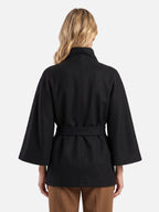 Manteau Cape Femme Ceinturé à Col Montant