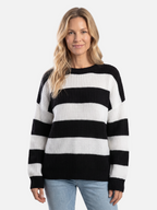 Women's Striped Ribbed Oversized Crew Neck Jumper