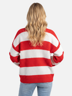 Women's Striped Ribbed Oversized Crew Neck Jumper