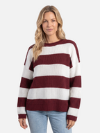 Women's Striped Ribbed Oversized Crew Neck Jumper