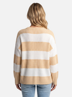 Women's Striped Ribbed Oversized Crew Neck Jumper