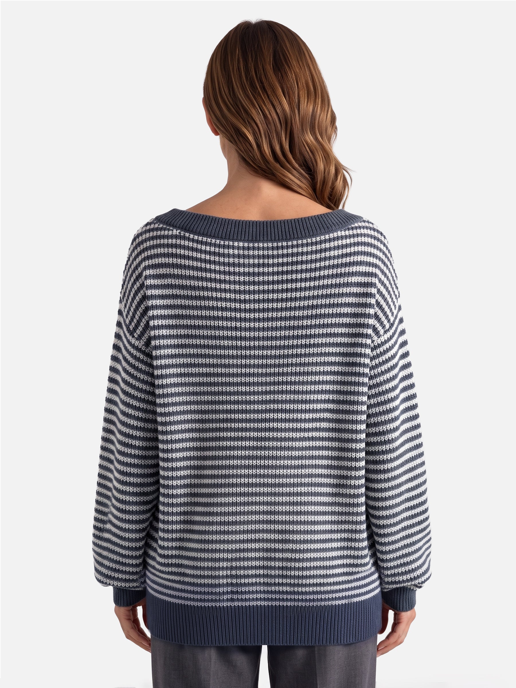 Pull Femme Col Bardot Rayé