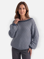 Pull Femme Col Bardot Rayé