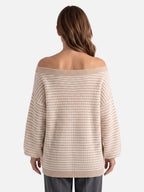 Pull Femme Col Bardot Rayé