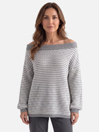 Pull Femme Col Bardot Rayé