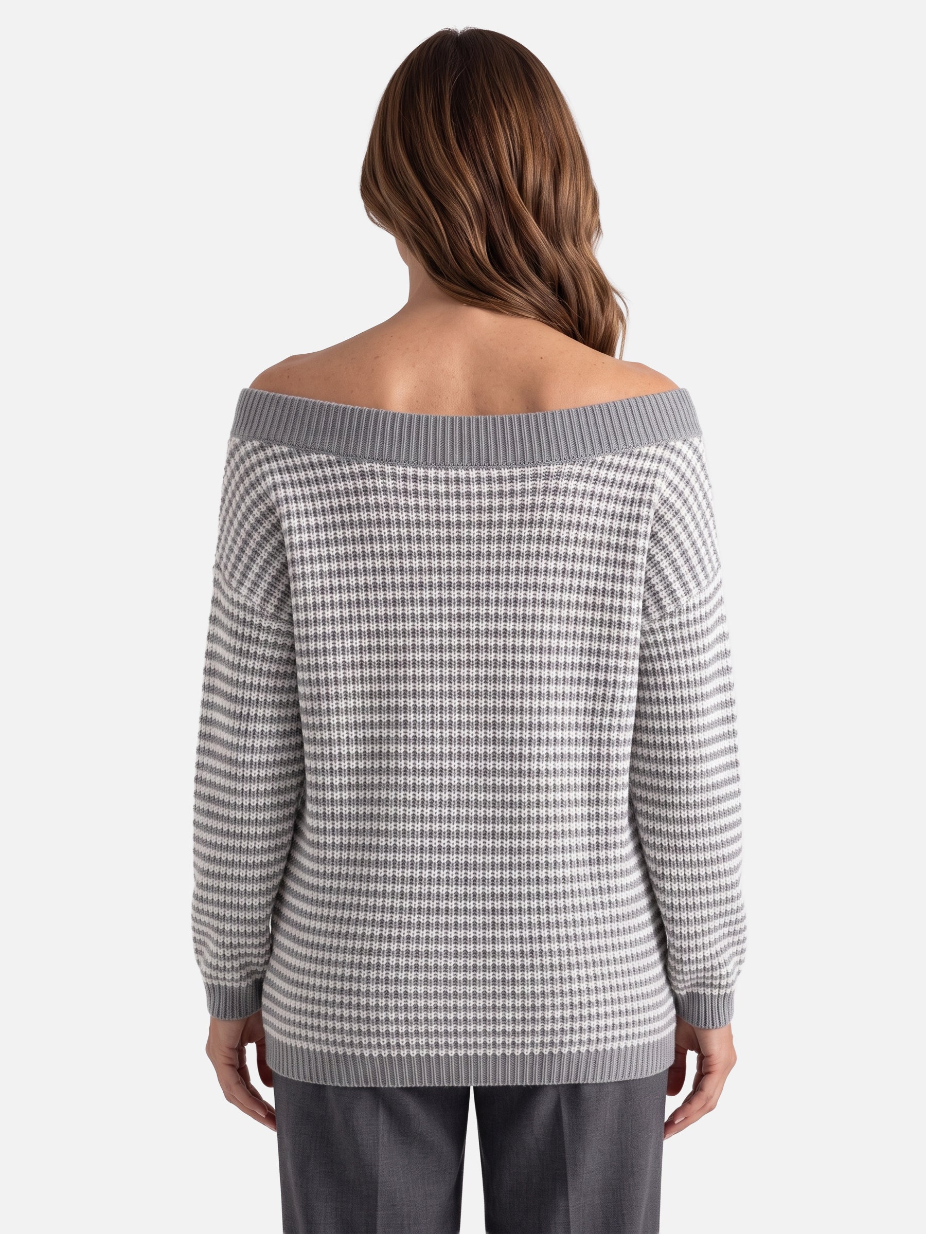 Pull Femme Col Bardot Rayé