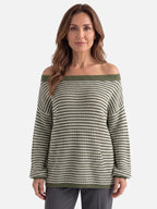 Pull Femme Col Bardot Rayé