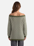 Pull Femme Col Bardot Rayé