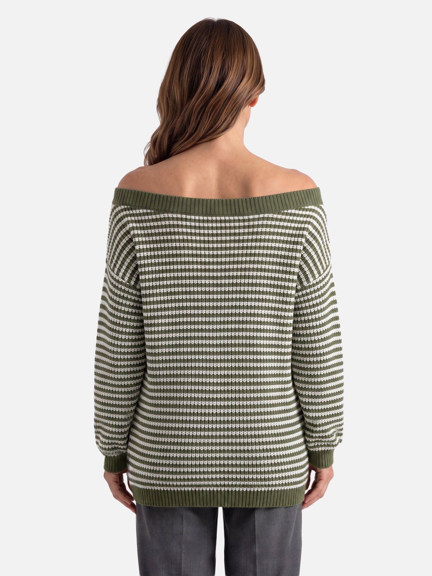 Pull Femme Col Bardot Rayé