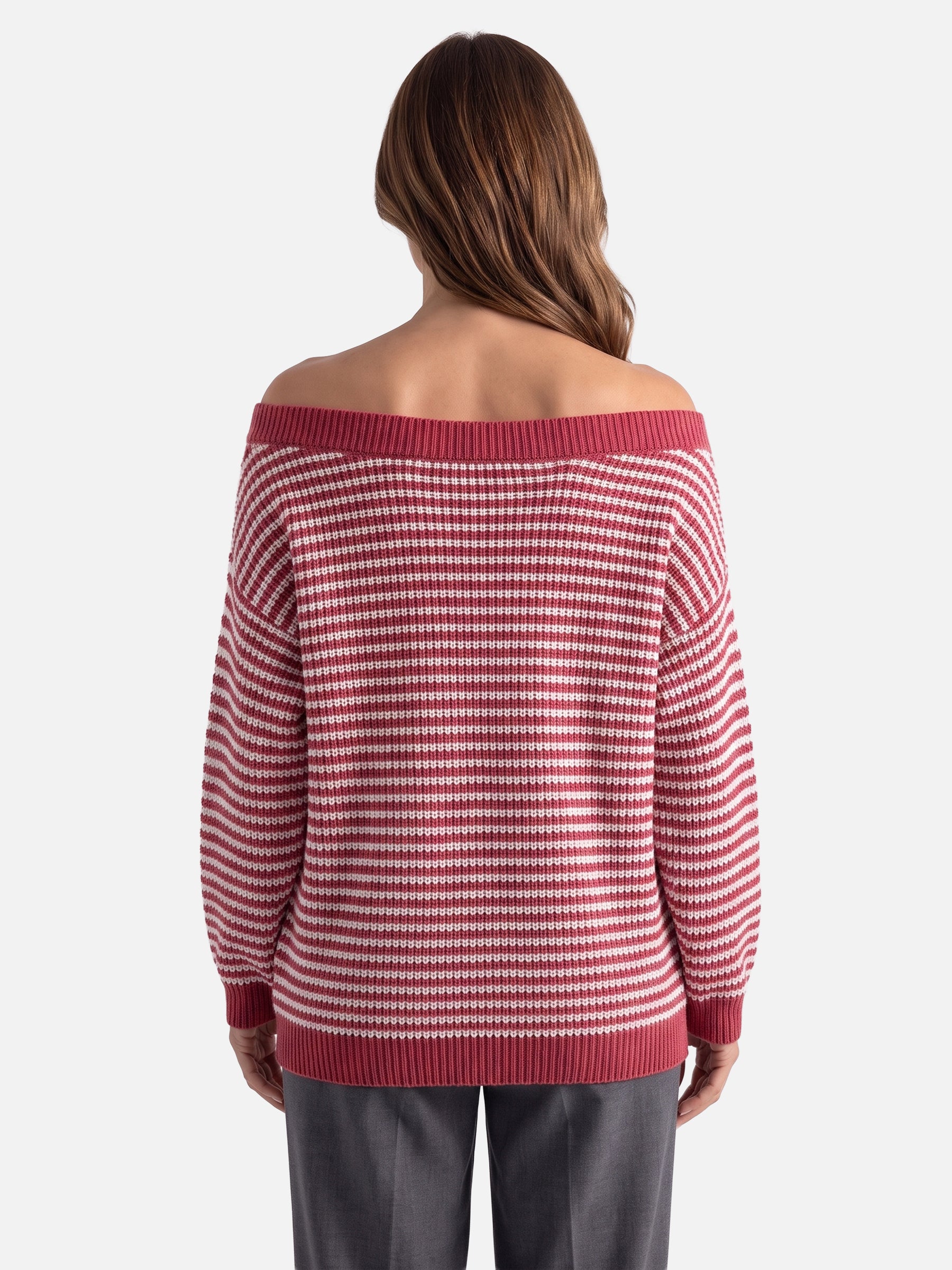Pull Femme Col Bardot Rayé