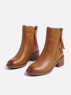 Bottines Femme Cuir Double Zip Talon Carré