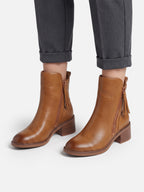 Bottines Femme Cuir Double Zip Talon Carré