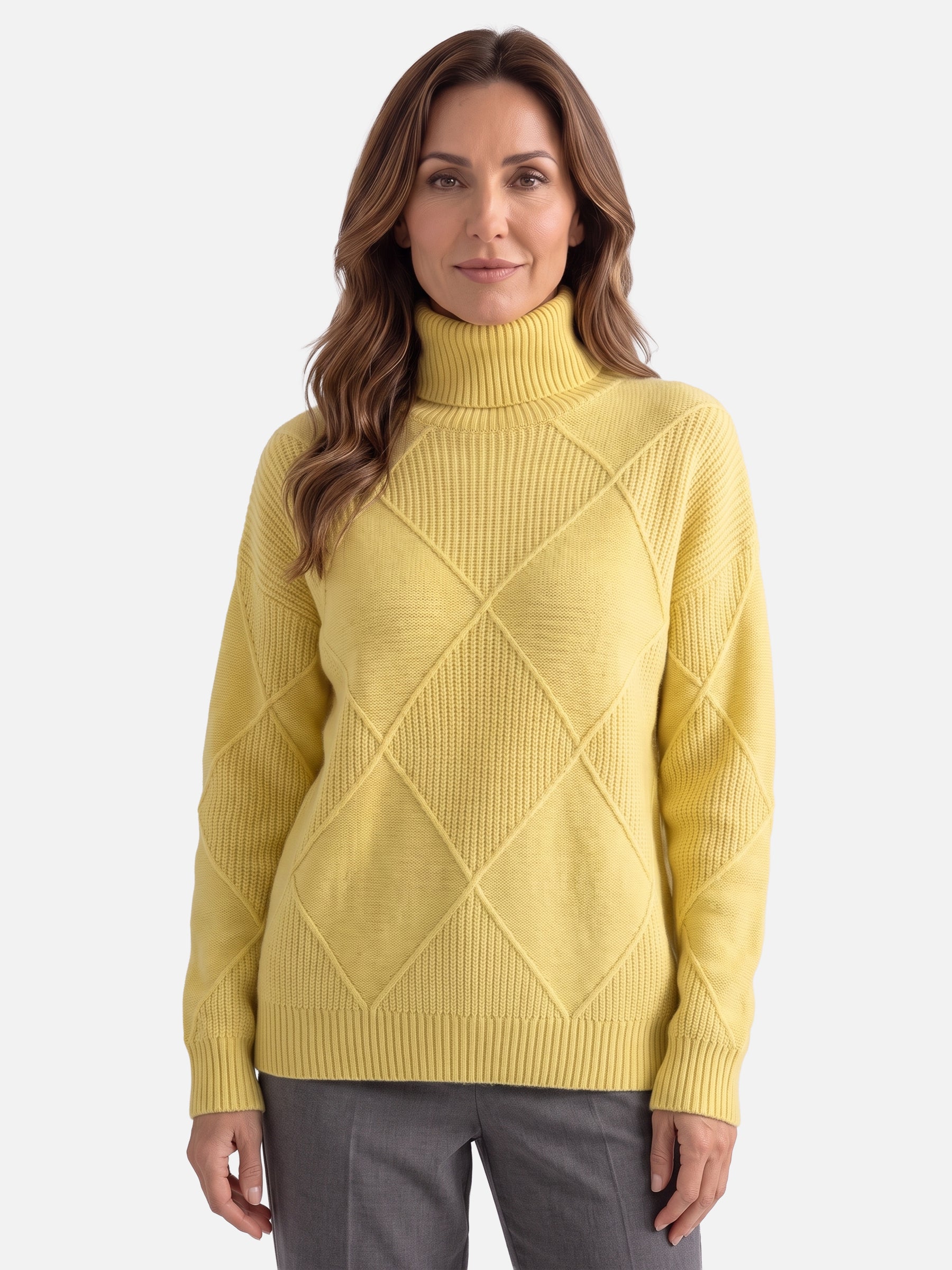 Pull Femme Col Roulé Motif Losange