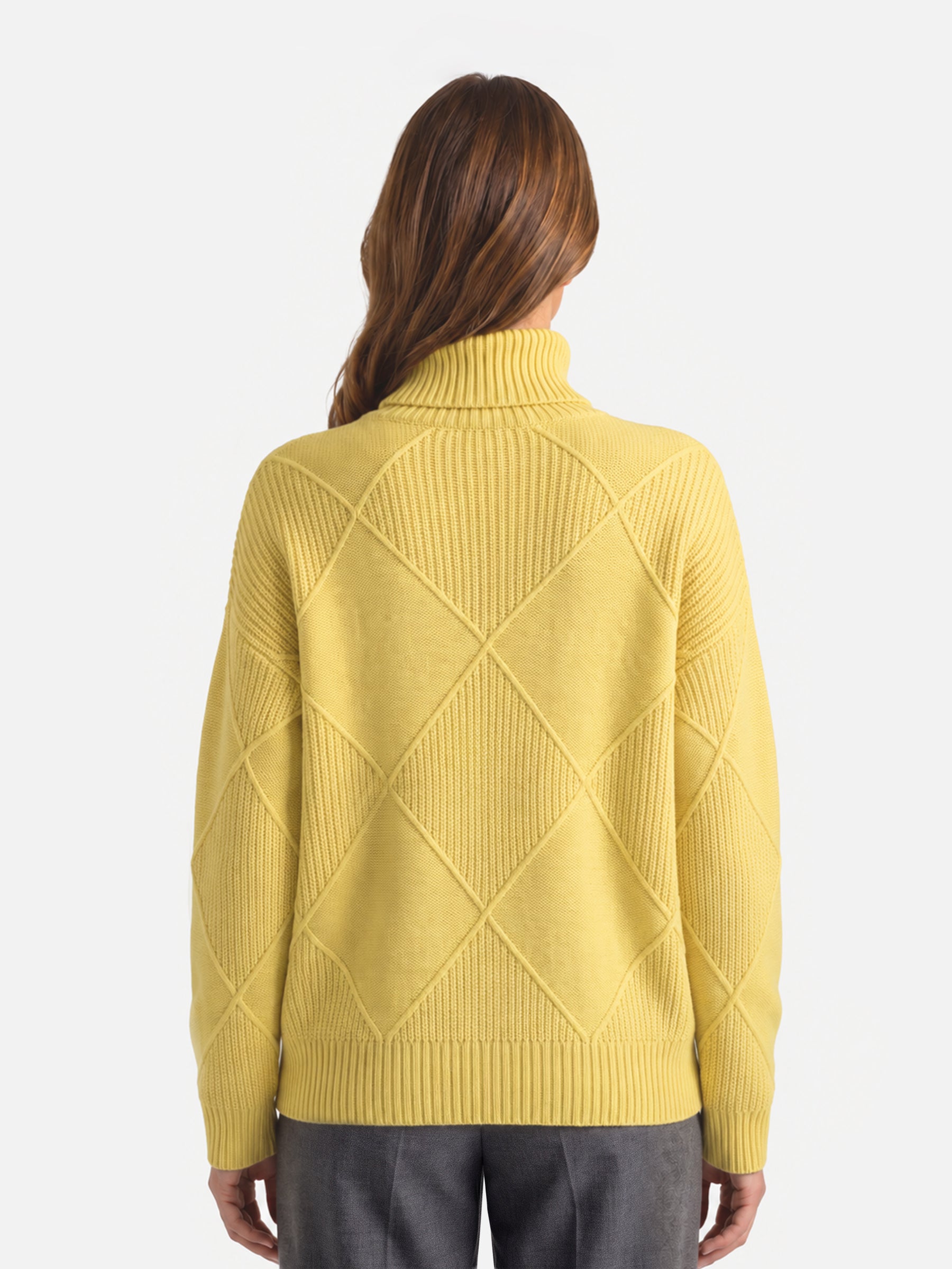 Pull Femme Col Roulé Motif Losange