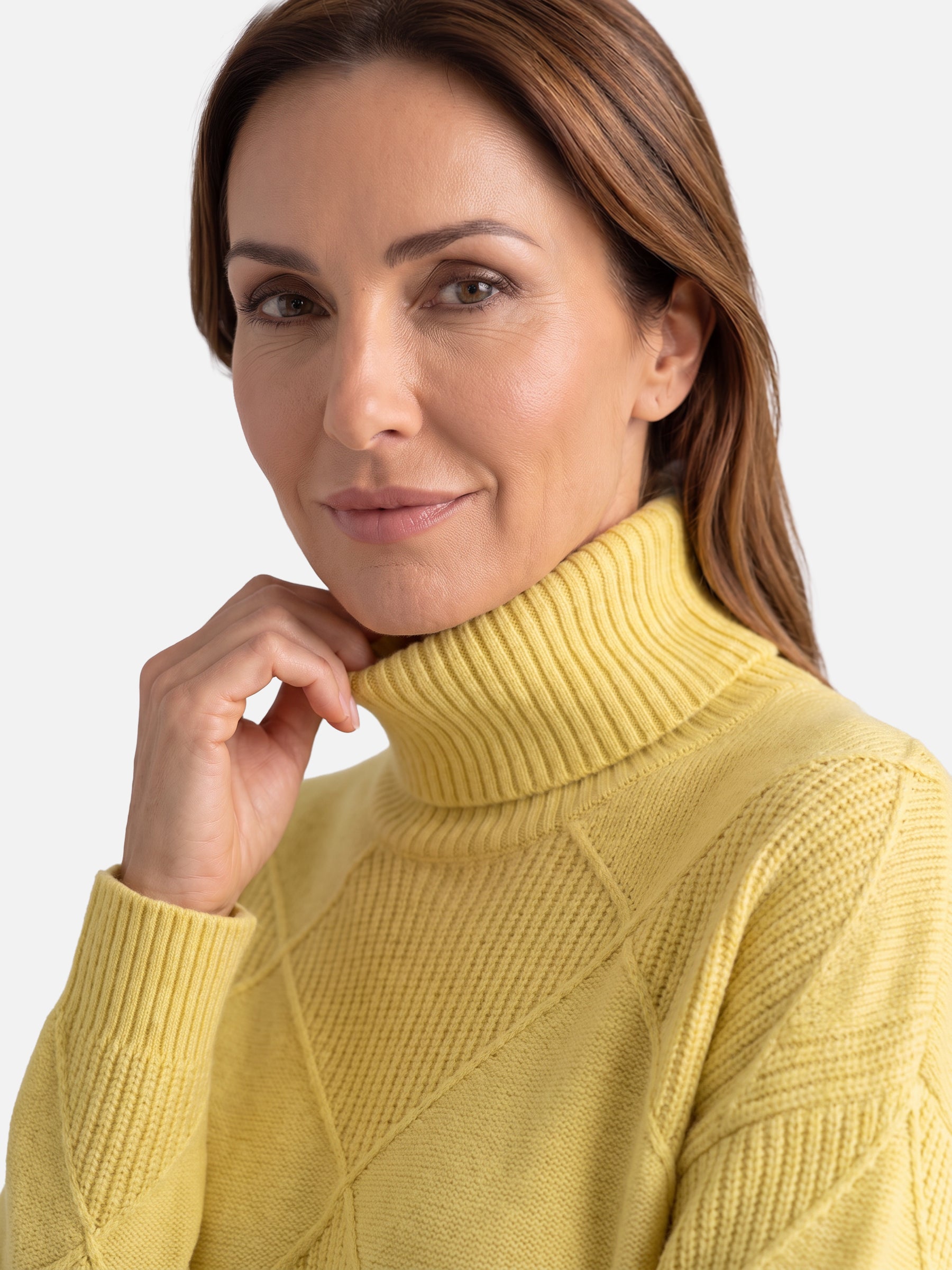 Pull Femme Col Roulé Motif Losange