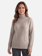 Pull Femme Col Roulé Motif Losange