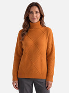 Pull Femme Col Roulé Motif Losange
