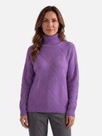 Pull Femme Col Roulé Motif Losange
