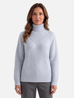 Pull Femme Col Roulé Motif Losange