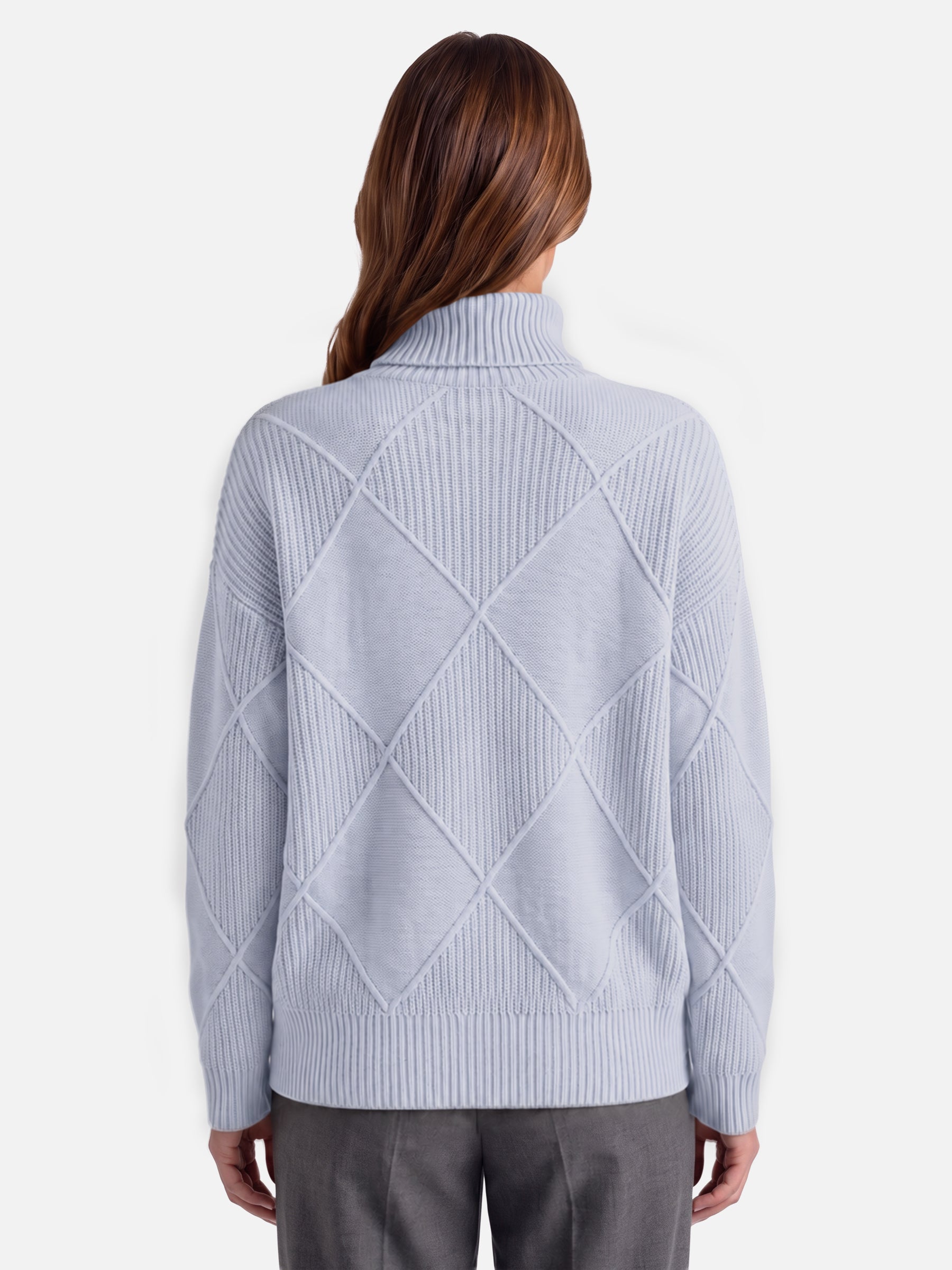 Pull Femme Col Roulé Motif Losange