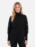 Pull Femme Torsadé Col Roulé Boutons