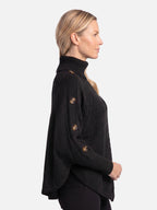 Pull Femme Torsadé Col Roulé Boutons