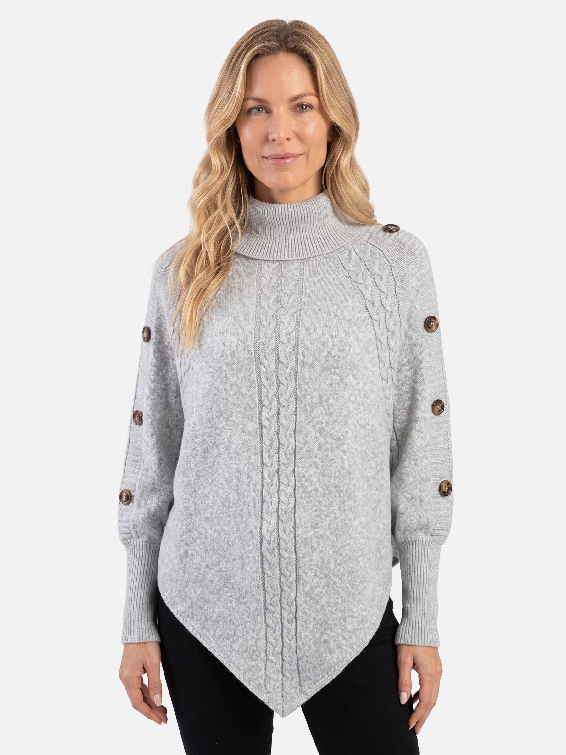 Pull Femme Torsadé Col Roulé Boutons
