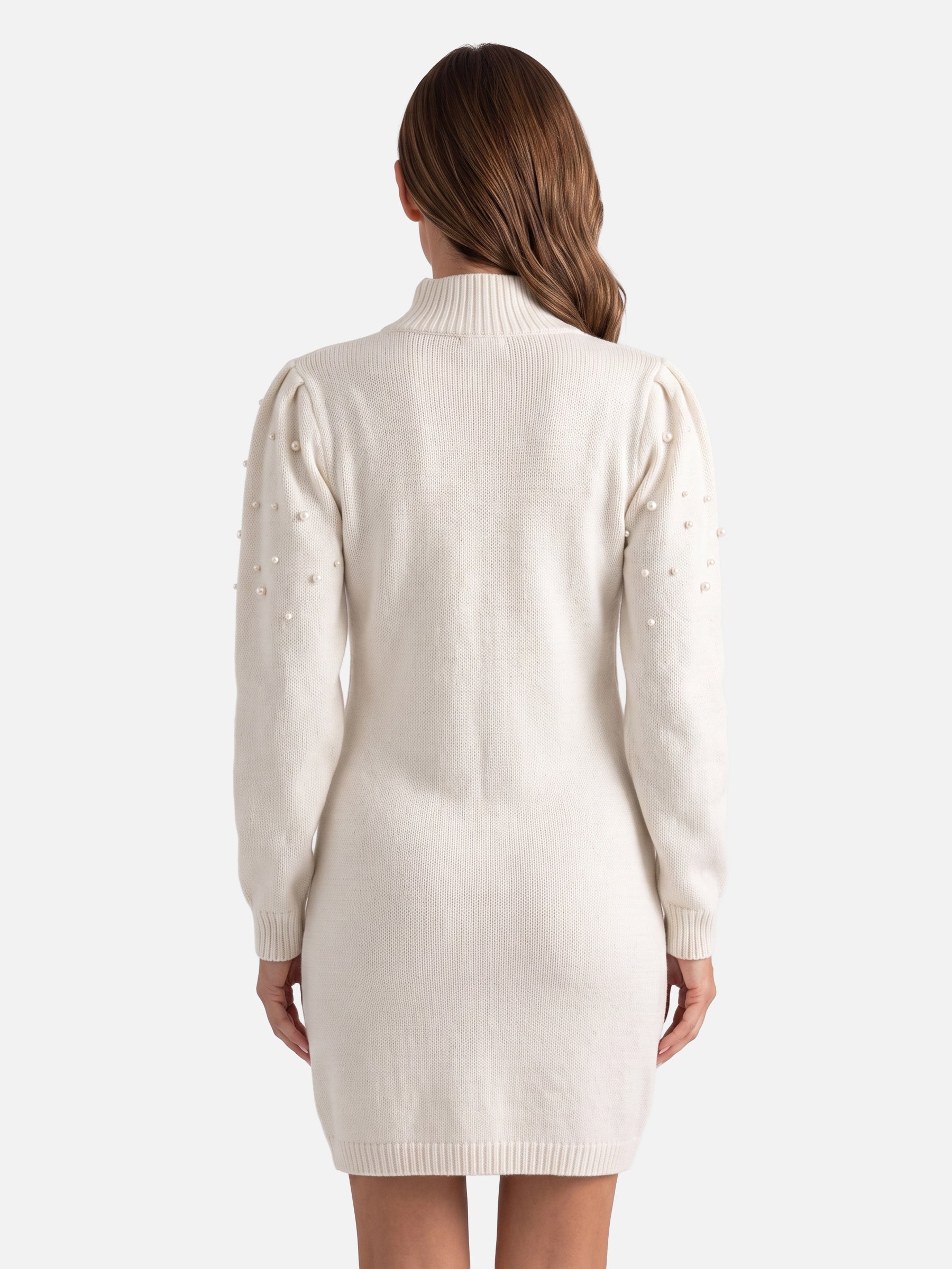 Robe Pull Femme en Maille à Perles