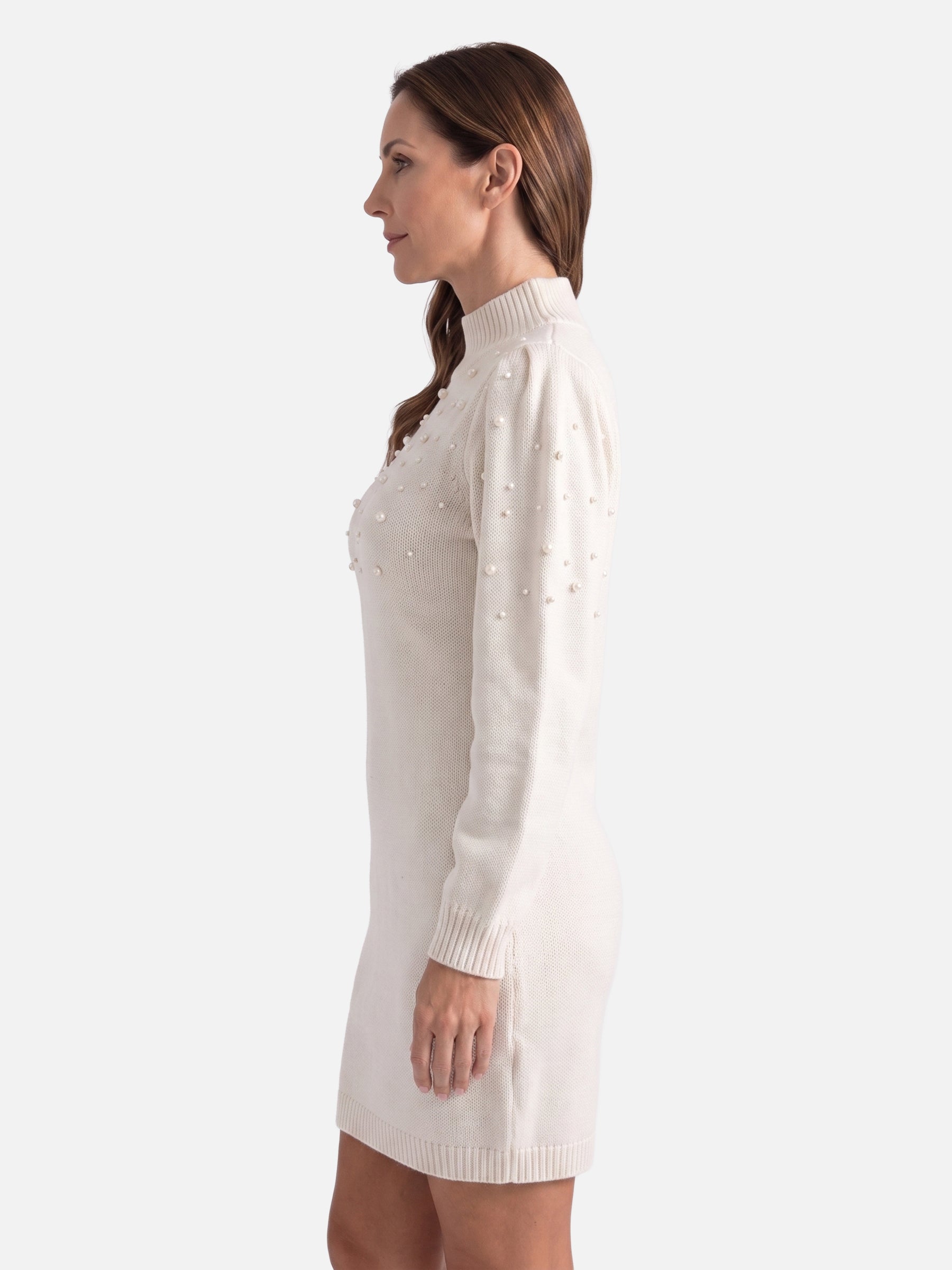 Robe Pull Femme en Maille à Perles