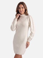 Robe Pull Femme en Maille à Perles
